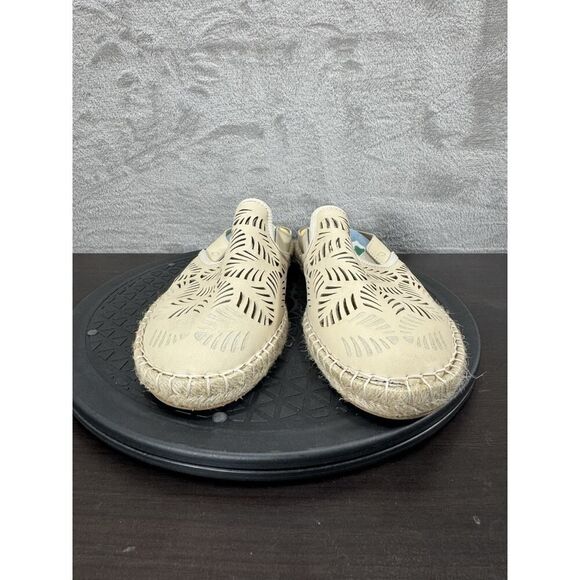 Olukai Kaula Olu lli Palm Leaf Cut Out Espadrille Mules US 7 EUR 37 Tan Leather - Picture 2 of 10